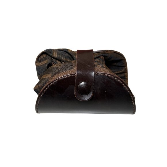 Fendi Foldable Mini Tote Bag Brown Zucca FF Nylon Leather Trimmed - Picture 5 of 8